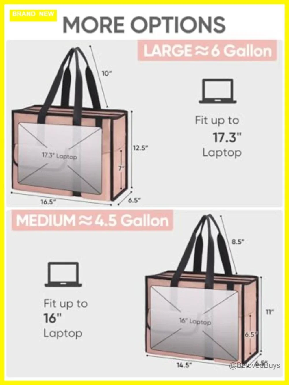 Large Utility Tote Bag with Reinforced Bottom, Multi Pockets Foldable for